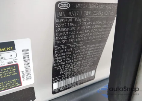 2017 Land Rover Range Rover Sport 3.0L V6 Supercharged Hse z USA, uszkodzony, nr VIN SALWR2FV9HA690408